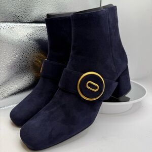 PRADA Suede Button strap Ankle Boots in size 37.5.